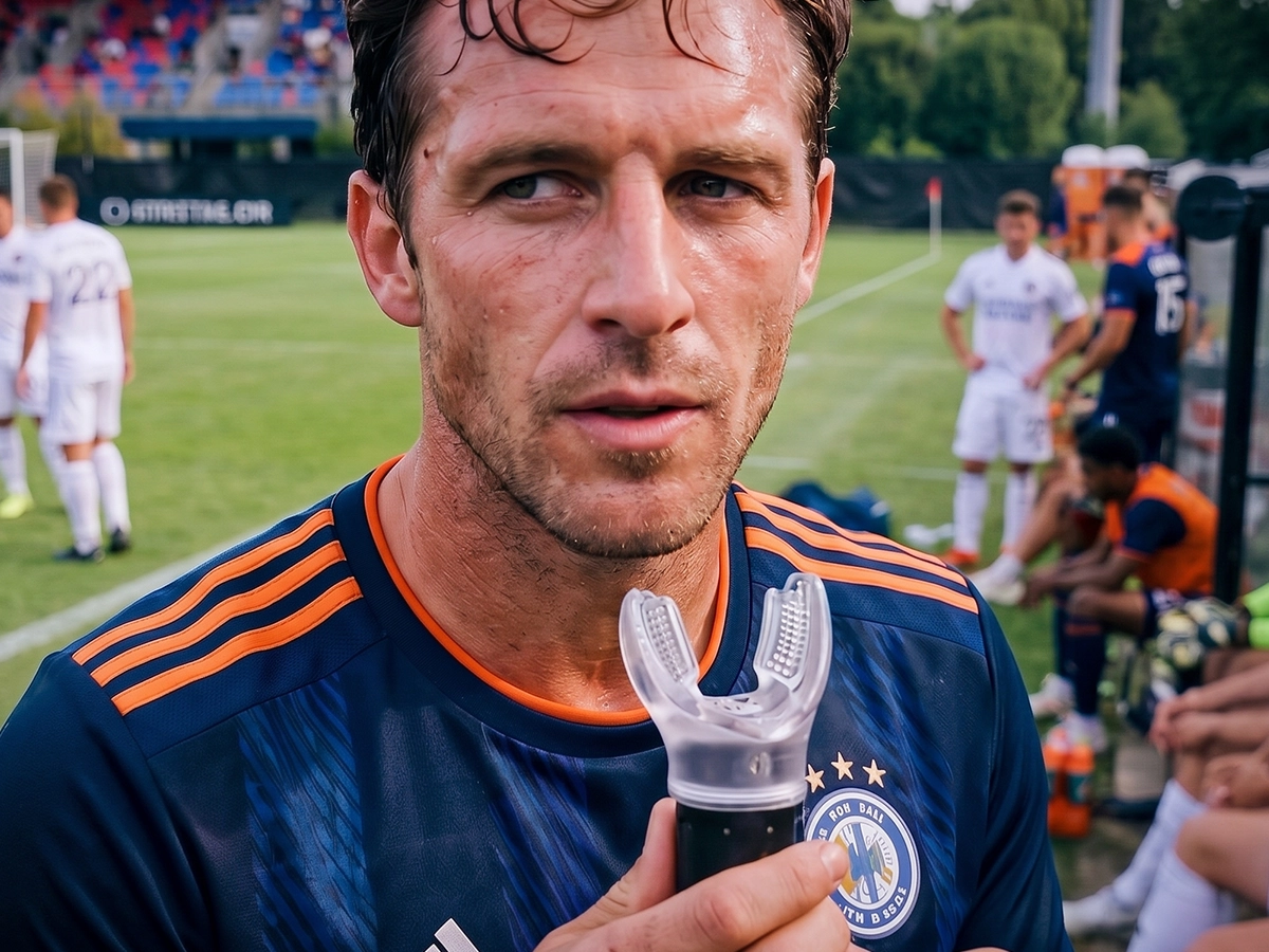 Expand-A-Lung breathing trainer used during soccer training
