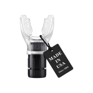 Expand-A-LUNG breathing trainer with adjustable resistance valve and silicone mouthpiece